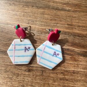 A+ Teacher Earrings with Apple Design